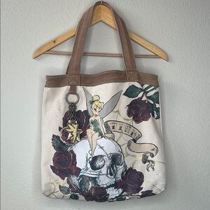 Loungefly‎ Disney Tink Tote Brown and Cream Tattoo Art Bag
